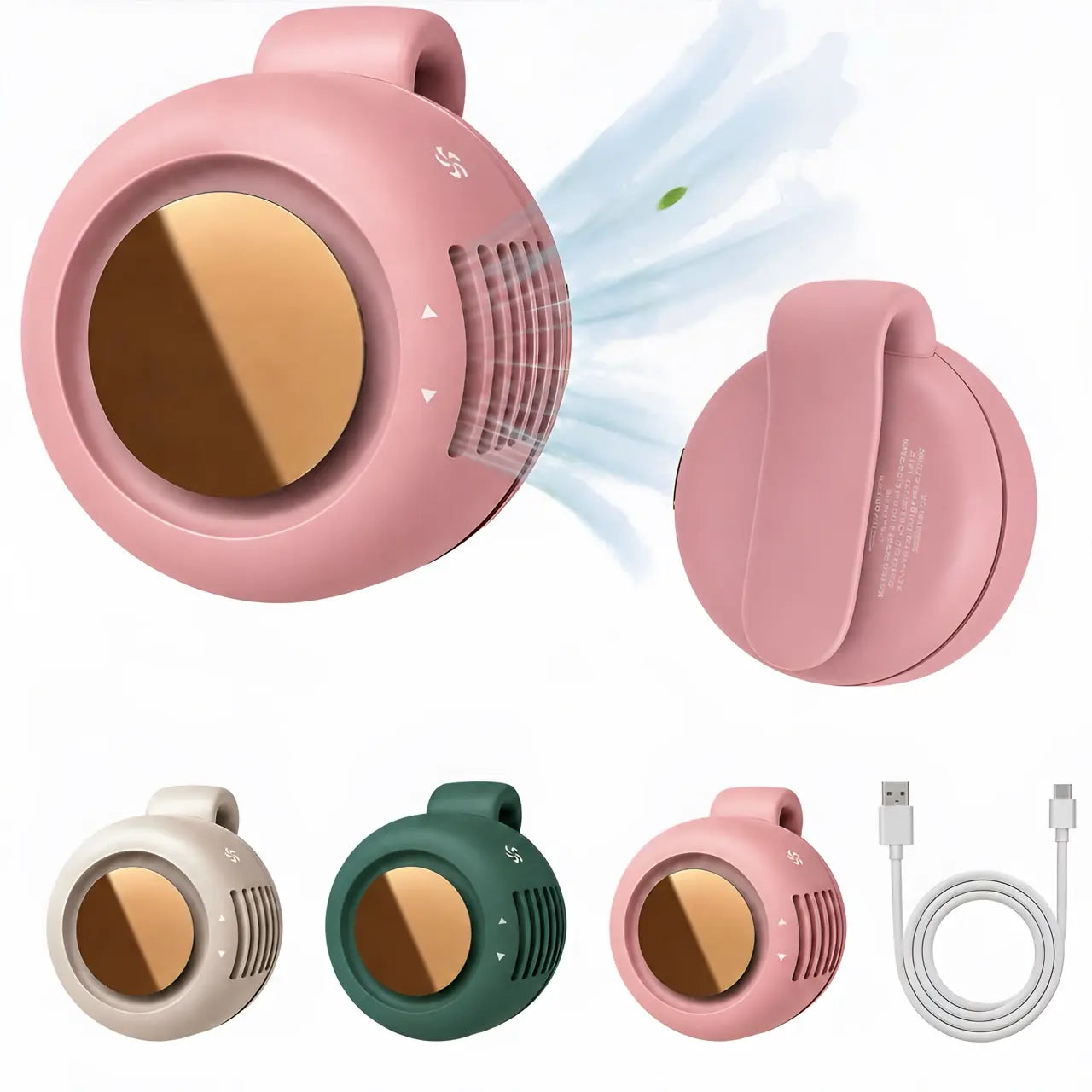 Portable Silent Mini Bladeless Electric Fan,Adjustable 3-Speed Suspended Waist Fans,Phone Cooling Fan,Personal Fan,Rotating Bodyfan Suitable for Outdoor Travel,Fathersdaygift,Rechargeable Personal Fan,Handheld Turbo Fan,Perfect Gift