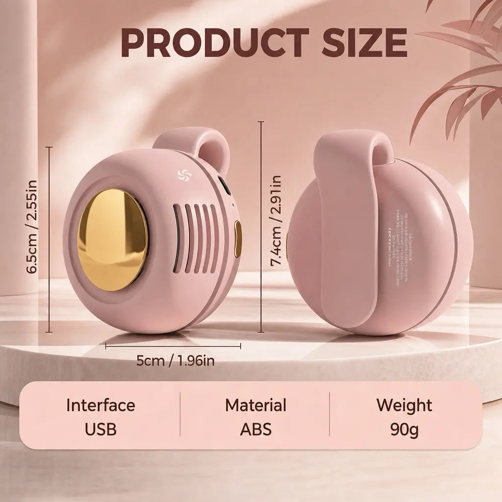 Portable Silent Mini Bladeless Electric Fan,Adjustable 3-Speed Suspended Waist Fans,Phone Cooling Fan,Personal Fan,Rotating Bodyfan Suitable for Outdoor Travel,Fathersdaygift,Rechargeable Personal Fan,Handheld Turbo Fan,Perfect Gift