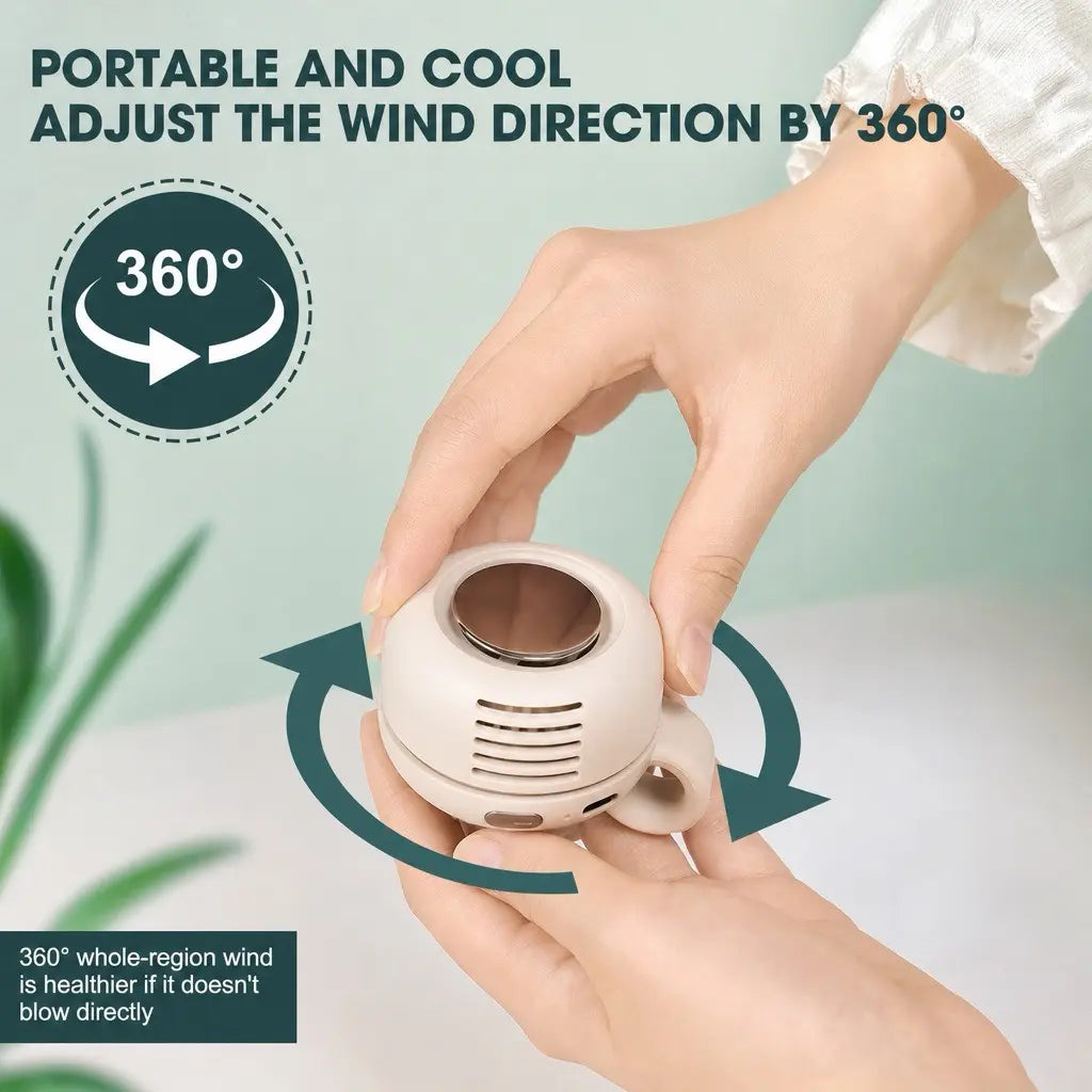 Portable Silent Mini Bladeless Electric Fan,Adjustable 3-Speed Suspended Waist Fans,Phone Cooling Fan,Personal Fan,Rotating Bodyfan Suitable for Outdoor Travel,Fathersdaygift,Rechargeable Personal Fan,Handheld Turbo Fan,Perfect Gift