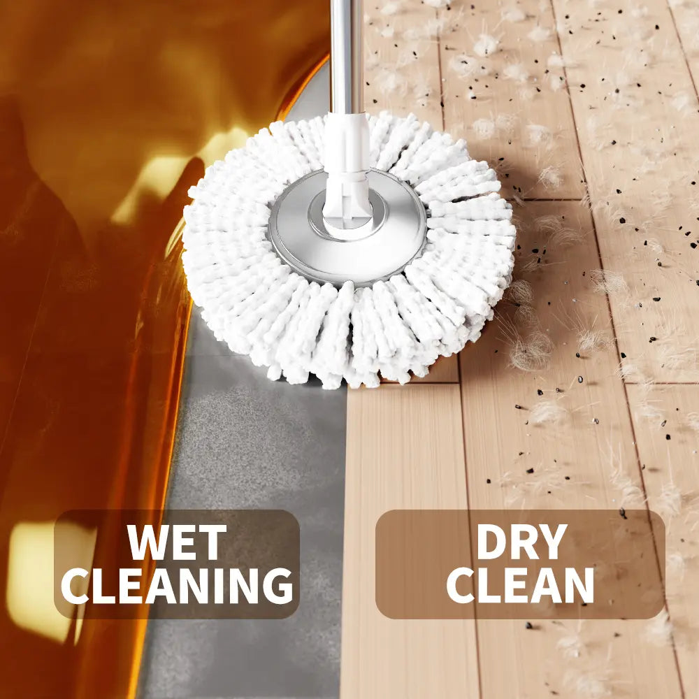 Spin Mop and Bucket Set with Wringer, 360° Rotating Mop Bucket System, Includes 3 Microfiber Mop Refill Heads and a 61-Inch Adjustable Stainless Steel Handle, Ideal for Bathroom Use, Efficient Floor Cleaning, Home Cleaning