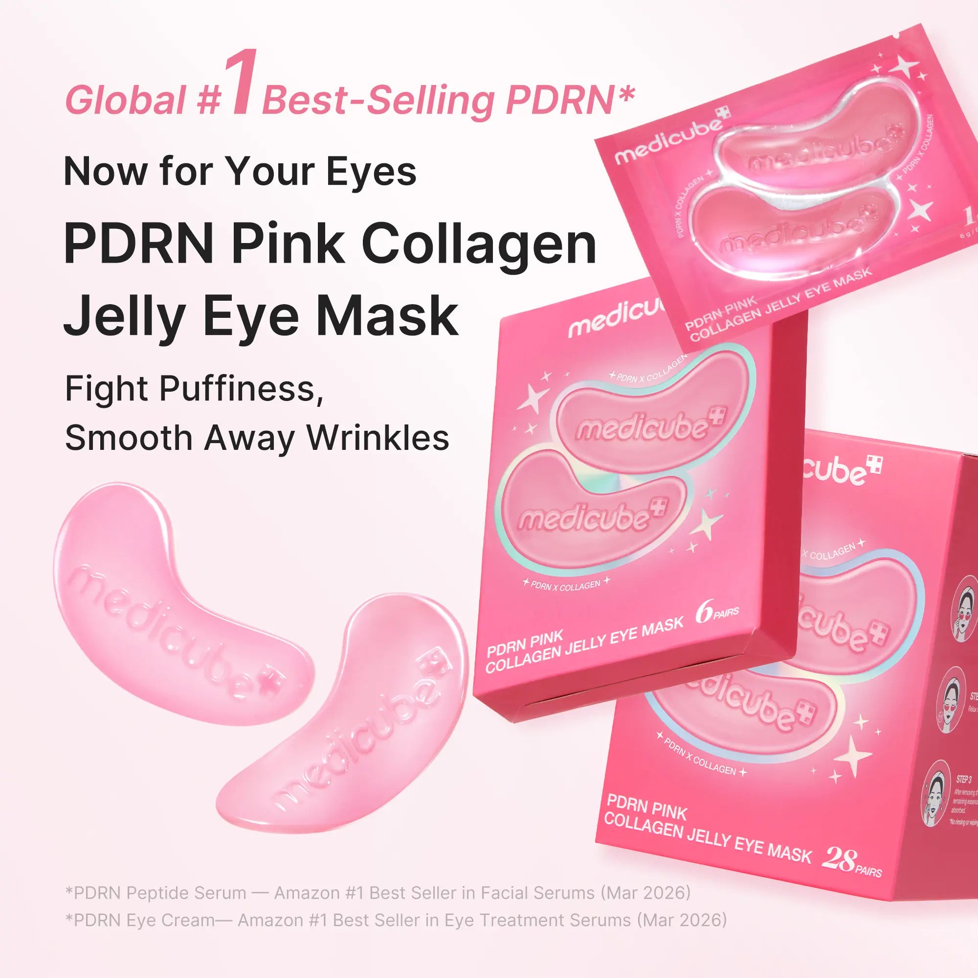 [NEW] [Medicube] PDRN Pink Collagen Jelly Eye Mask | Hydrogel Eye Patches with PDRN, Collagen, NAD | Refreshing for Puffy, Tired Eyes | Firming for Look of Wrinkles, Fine Lines | Korean Skincare (6/28/50 Pairs)