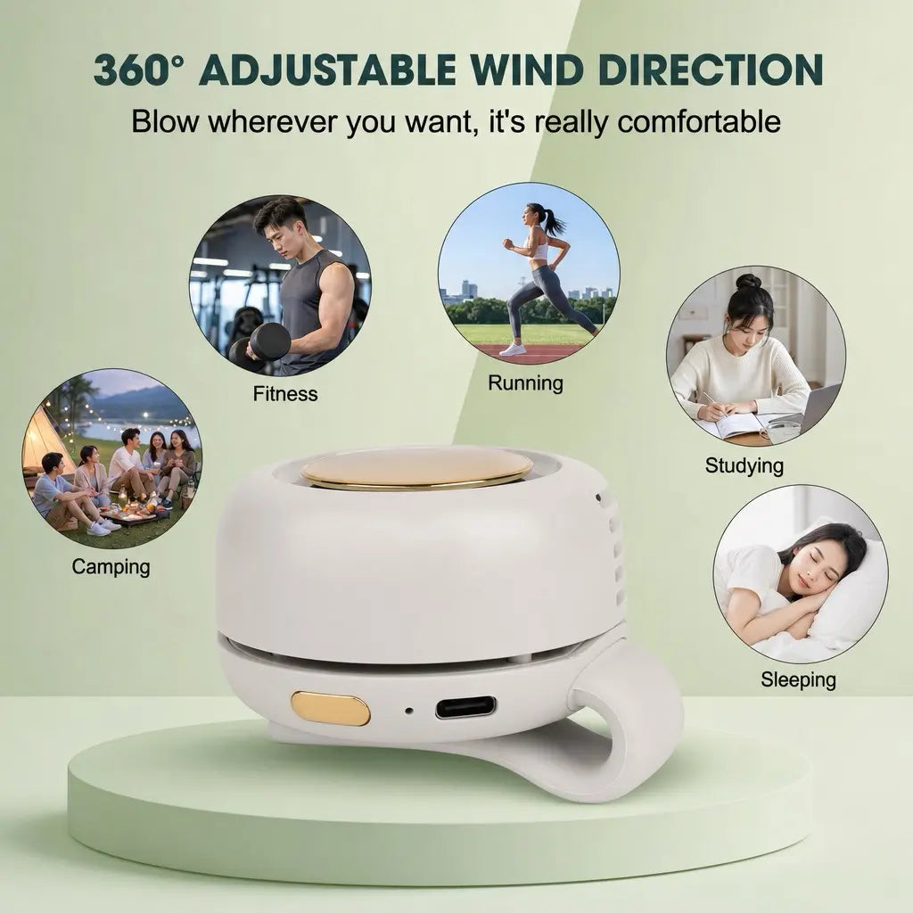 Portable Silent Mini Bladeless Electric Fan,Adjustable 3-Speed Suspended Waist Fans,Phone Cooling Fan,Personal Fan,Rotating Bodyfan Suitable for Outdoor Travel,Fathersdaygift,Rechargeable Personal Fan,Handheld Turbo Fan,Perfect Gift