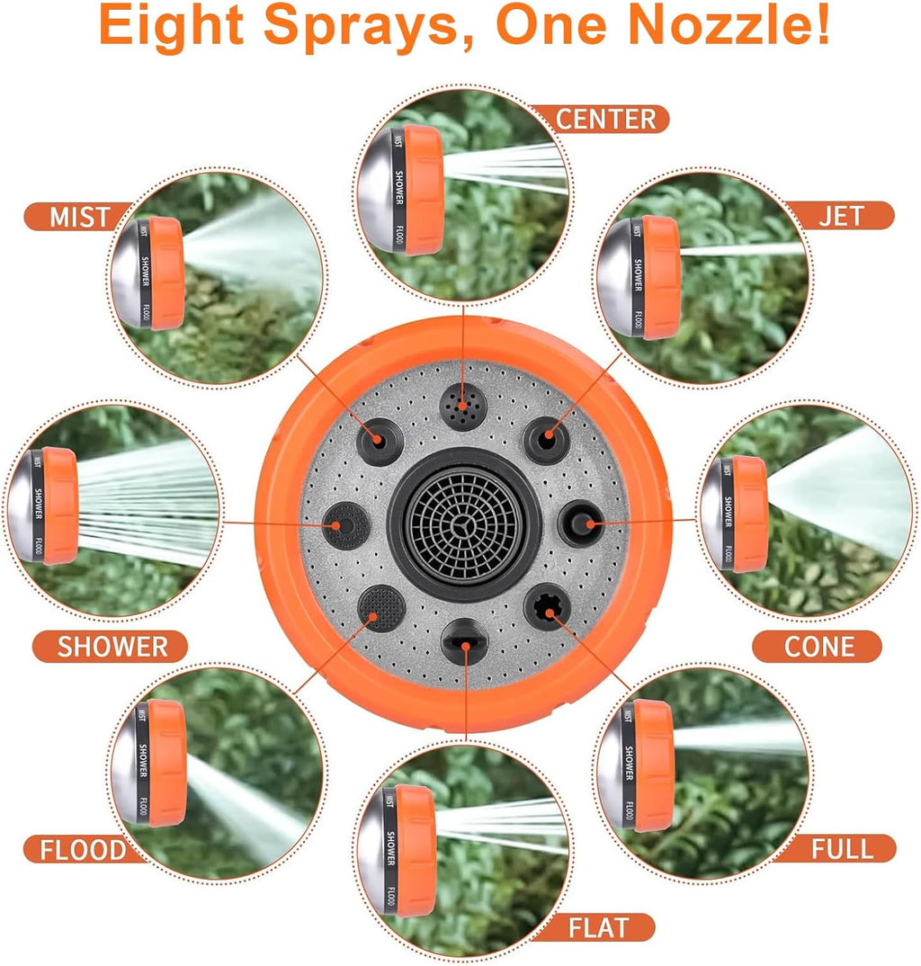 Garden Hose Nozzle, 8 Spray Patterns Dog Wash with Soap Dispenser, Pressure Hand Sprayer with Flow Control for Watering Plants & Lawns, with Pet Bathing Tools and Car Washing Gloves